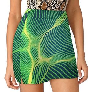 Green Wave Mesh Dames Skorts Hoge Taille Tennisrok Gelaagde Korte Mini Rok Culottes Skorts Met Zakken XL