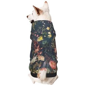 Bloemen vogels hond hoodies hond sweatshirt voor kleine honden trui, elasticiteit stof is, zacht en warm voor het dier en gemakkelijk te dragen