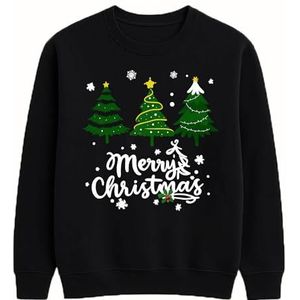 TMK Kersttrui model eland unisex voor dames heren jongens en kinderen warm zacht (cod.8088), Zwart Katoen Drie Bomen, S
