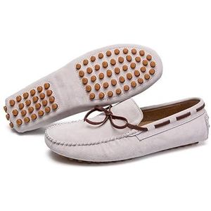 Heren loafers schoen suède rijden mocassins schoenen effen kleur lichtgewicht antislip platte hak prom instapper (Color : White, Size : 44.5 EU)