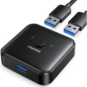IDSONIX SMART INTERACTIVE USB 3.0 Schakelschakelaar, 2 in 1 Uitgang (1 in 2 Uitgangen Bidirectionele) Voor PC, Printer, Scanner, Toetsenbord