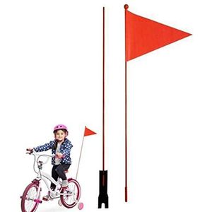 Fiets veiligheid vlag kinderen fiets veiligheid driehoekige vlag met montagebeugel, waterdichte rode fiets wimpel voor jongens meisjes fietsen (1,2 m hoogte verstelbaar?