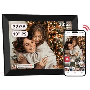 FRAMEO Digitale fotolijst, wifi, 32 GB, digitale fotolijst, 10,1 inch, 1280 x 800 IPS LCD-touchscreen, Smart Cloud-fotolijst met automatische rotatie, direct momenten delen via de Frameo-app