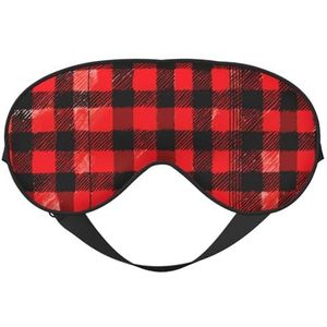 Geruite Rode en Zwarte Print Comfortabele Slaap Oogmasker Mannen Vrouwen Lichtgewicht Reizen Nap Meditatie Yoga Werk