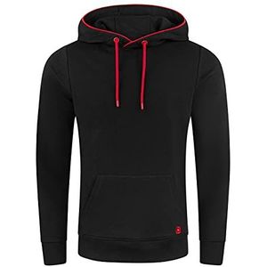 riverso Hoodie voor heren, regular fit, RIVSandro capuchontrui, sweatshirt, streetwear, bruin, rood, blauw, beige, zwart, groen, S, M, L, XL, XXL, 3XL, 4XL, 5XL, Black Formula Red, M