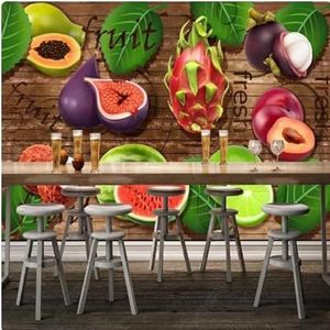 Vintage Houtnerf Fruitbladeren 3D Behang Huis Kantoor Home Eetkamer Bank Slaapkamer Woonkamer TV Achtergrond Muur-150cm×105cm