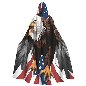 SSIMOO Adelaar met Amerikaanse vlag volwassen Halloween party cape - perfect voor kostuumfeesten en cosplay