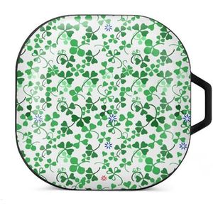 Green Clovers Oordopjes Hoesje Compatibel met Samsung Hard Shell Beschermhoes Zwart-Stijl