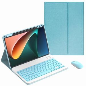 JZCZMCE Toetsenbordhoes voor HUAWEI MatePad 11 inch (10,95) 2021, 7 kleuren achtergrondverlichting, ingebouwde potloodhouder, magnetisch afneembaar draadloos toetsenbord met Bluetooth-muis, blauw