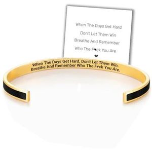 Don't Let The Hard Days Win Color Bangle, Engraving Inspirational Message Cuff Bangle Bracelet for Women, Personalized Motivational Jewelry Gifts for Mom Daughter Sister Friends (Black)
