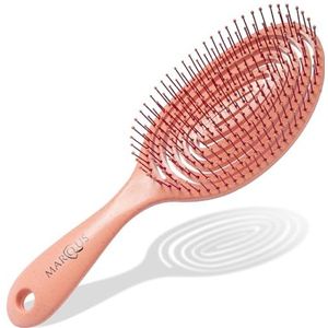 marQus Bio-haarborstel zonder trekken met unieke dubbele spiraalveer en extra borstelharen voor optimale drukverdeling en verzorging. Ontwarrende borstel voor elk haartype