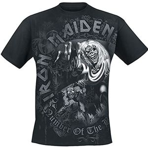 Iron Maiden Number Of The Beast Grey Tone T-shirt zwart L 100% katoen Band merch, Bands