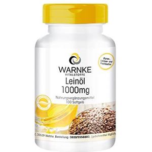 Lijnzaadoliecapsules - Plantaardige Omega 3-6-9 - hoge dosering - Lijnzaadolie 1000mg - 100 softgels | Warnke Vitalstoffe - Duitse apothekerskwalitei