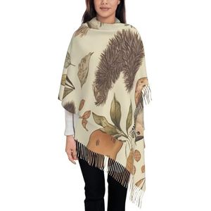 NONHAI Damessjaals - Warme wintersjaal met kwastjes - Oversized deken - Vintage sjaal - Piratensluier - Sjaal, Natuur Mooie Egel Eekhoorn Vogels, Eén maat