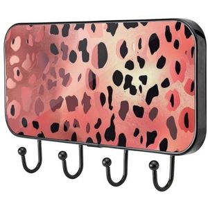 etoenbrc Roze rosé gouden luipaard kapstok haken muur gemonteerd,4 ijzeren kleerhanger haken voor opknoping jassen, decoratieve kapstokken voor muur Heavy Duty voor kleding tas sleutel