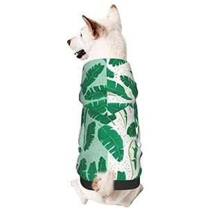 Hond Capuchonsweater, Banaan Blad Groen En Wit Slapen Kleding Comfort Hooded Kleding Warme Pet Hooded Kleding Voor Kleine Medium Pet Hond Kat L