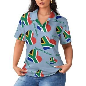 Liefde Zuid-Afrika dames poloshirts met korte mouwen casual T-shirts met kraag golfshirts sport blouses tops 5XL