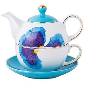 Theepot keuken theepot euro stijl bot China thee voor een, en kopset voor thuis keuken middagthee (vlinders patroon (blauw)) (kleur: vlinders patroon (blauw))
