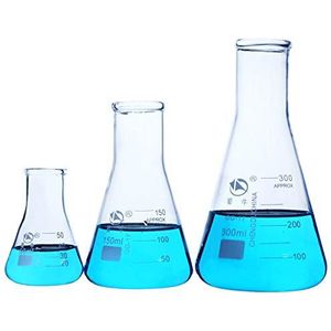 Lab Erlenmeyer fles brede mond conische fles 50ml borosilicaat 3.3 glas lab glaswerk met bedrukte afstuderen (50ml)