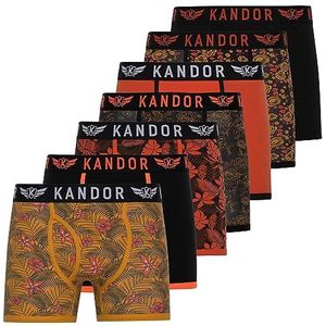 Kandor Boxershorts voor heren - boxershorts voor heren, multipack van 7, comfortabele stretch katoenen herenondergoed, onderbroek, kleurrijke en zwarte onderbroek, multipack heren slips., Oranje Pack