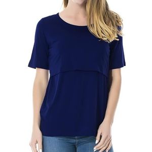 Smallshow Borstvoedingsshirt zwangerschapstop T-shirt zwangerschapsshirt zwangerschapskleding moederschap korte mouwen shirt, diepblauw, S