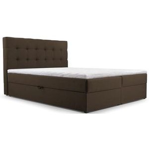 mb-moebel Continentaal bed, boxspringbed, bed met bedkast, Bonell-matras en topper, tweepersoonsbed - boxspringbed 05 (bruin - Hugo 24, 160 x 200 cm)