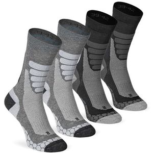 XTREME SOCKSWEAR Wandelsokken voor heren en dames (2-6 paar), geschikt voor outdoor en trekking, met Coolmax®, 4 paar (multi-grijs), 45/47 EU