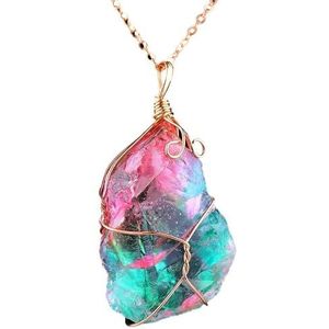 1Pc Onregelmatige Regenboog Steen Natuurlijke Kristal Chakra Rock Ketting Gouden Vergulde Kwarts Hanger (Color : 4cm)