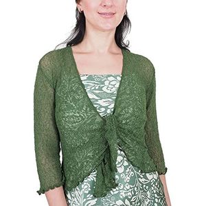 Mimosa Damesvest, gehaakt, glitter of effen, elastisch, kant, visnet, omslagdoek, open vest, maat 34-58, Eén Maat