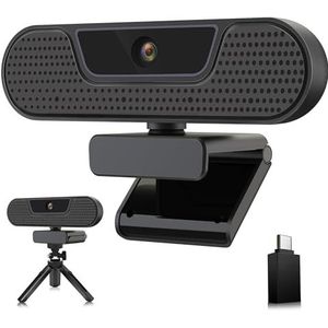 VIZOLINK W4GS 2K webcam met 4 microfoon, PC webcam 1080p 60FPS, autofocus, ruisonderdrukking, lichtcorrectie, privacy, plug & play, voor Mac OS/Windows/Linux/Switch 2, vergaderingen en streaming