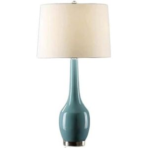 Tafellamp Bedlamp Moderne Tafellamp Keramische Stof Lampenkap Bedlampje Nachtkastje Lamp Voor Woonkamer Slaapkamer Bedlampje Banklamp (Color : Blue, Size : Push Button Switch)