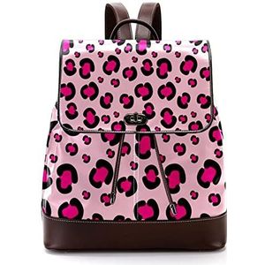 Girly roze roze luipaardprint patroon gepersonaliseerde schooltassen boekentassen voor tiener, Meerkleurig, 27x12.3x32cm, Rugzak Rugzakken