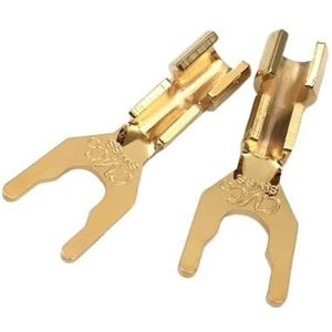 2 Stks Messing Vergulde Speaker Y Spade Vork Draad Connector U Type Banaan Speaker Terminal Versterker Socket