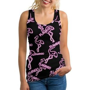 Flamingo neonlicht dames tank top mouwloos T-shirt pullover vest atletische basic shirts zomer bedrukt