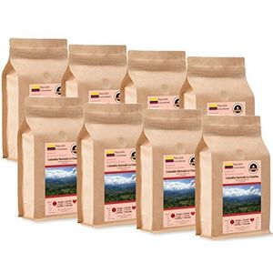 Kaffee Globetrotter - Koffie met hart - Colombia Hacienda La Claudina - 8 x 1000 g medium gemalen - voor volautomatische koffiemolen, koffiemolen - Fair Trade | Gastropack voordeelverpakking