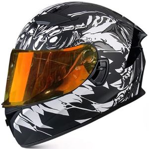 RYDZCLH motorfiets integraalhelm mode retro scooter bromfiets straat helm met dubbel vizier heren dames motorcrosshelmen voor alle seizoenen DOT/ECE goedgekeurd,N,2XL