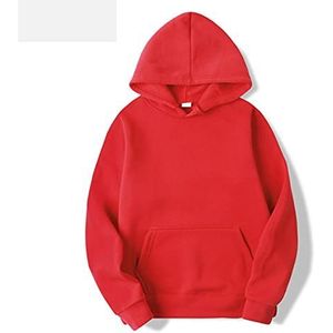 Hoodie mannen dames mode solide rood zwart grijs roze herfst/winter fleece hiphop hoodie casual tops-red hoodie,S