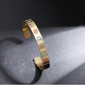 Vintage paar goud/zilver patroon/digitale Mahjong Open armband roestvrij staal gepersonaliseerde armband sieraden