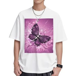 Butterfly1 T-shirt voor dames, katoen, casual, korte mouwen, tuniek, tops, ronde hals, zomer, basic, losse pasvorm, Wit, S