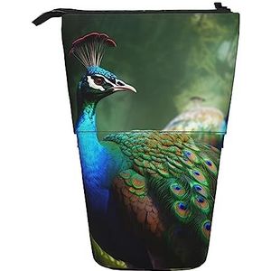 Kleurrijke Pauw Potlood Case Telescopische Make-up Tas Pop Up Office Organizer Box Staande Pen Houder Cosmetica Tas Met Ritssluiting, Zwart, Eén maat