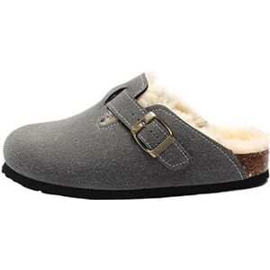 Winterpantoffels Gezellige gesp Klassiek Super warm Damespantoffels Herenpantoffels (Color : Grey Winter, Size : 41)