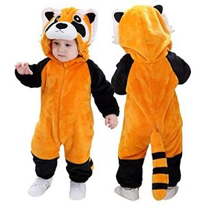 Doladola Rompers onesies jumpsuits, met capuchon, voor baby meisjes en jongens, met dierenprint, voor de herfst en winter(Wasbeer,2-3 jaar)