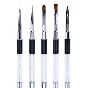 Ycyan 5Pcs Nail Art Borstel Set Strass Handvat Gel Polish Nail Art Ontwerp Borstels voor Salon en Thuis DIY Manicure