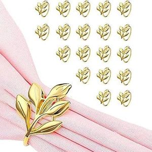 20 stuks goud, metalen kerst, gouden bladeren, servetringen, gouden voor bruiloften, Kerstmis, familiefeesten, tafeldecoratie