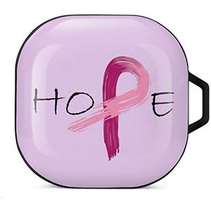 Pink Ribbon - Borstkanker Awareness Oordopjes Hoesje Compatibel met Samsung Hard Shell Beschermhoes Zwart-Stijl