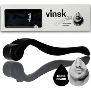 vinsk Beard roller voor sterke baardgroei | roller voor baardgroei en baardverzorging | Baard Roller 0.5mm Titanium 540 microneedling | Nu haargroei stimuleren & versnellen