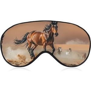 Paarden Running in Desert Storm Slaapmasker, lichtblokkerend oogmasker, comfortabel en zacht, oogbedekking met elastiek, geschikt voor mannen en vrouwen, geschikt voor reizen en slapen