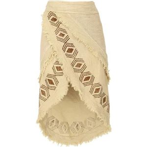 GURU SHOP Goa Wikkelrok, tribal gelaagde look, rok, dames, bruin, katoen, maat: One Size, lichtbeige, Eén Maat