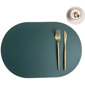 3-delige creatieve Scandinavische stijl ovale kunstleer placemat onderzetterset geschikt for eettafel keukenaccessoires wasbaar(Color:Color-1)