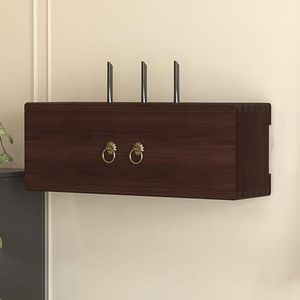 XCLOOZGL Houten Aan De Muur Gemonteerde Wifi-Router Opslagdoos Elegante Routerschaal Opslag Stroomkabelbeheer Verbergen Rek Modemrek Voor Slaapkamer, Woonkamer, Kantoor En Thuis,B,48x16x18cm